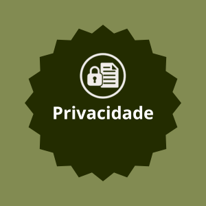 Ícone de políticas de Privacidade em letras brancas e fundo verde.